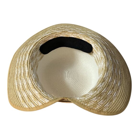 Sun N Sand UPF 50+ Wide Brim Sun Hat Cream Tan Woven Straw Look Beach Garden Hat - Picture 3 of 5